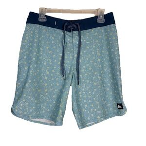 Quicksilver Highline Board Shorts Mens Sz 30 Surfsilk Blue 4 Way Stretch Swim